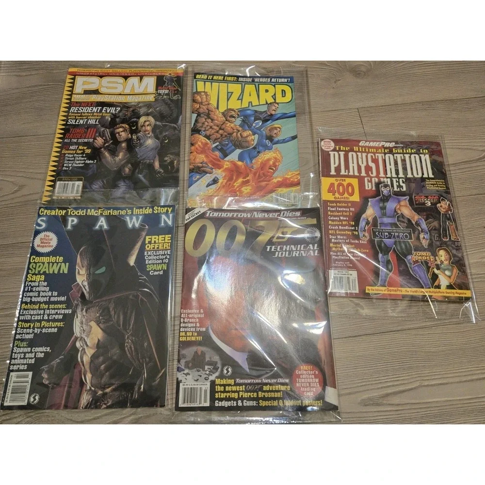 Lot Of 5 Vtg Gaming Magazines 90s Playstation PSM Spawn Wizard 007
